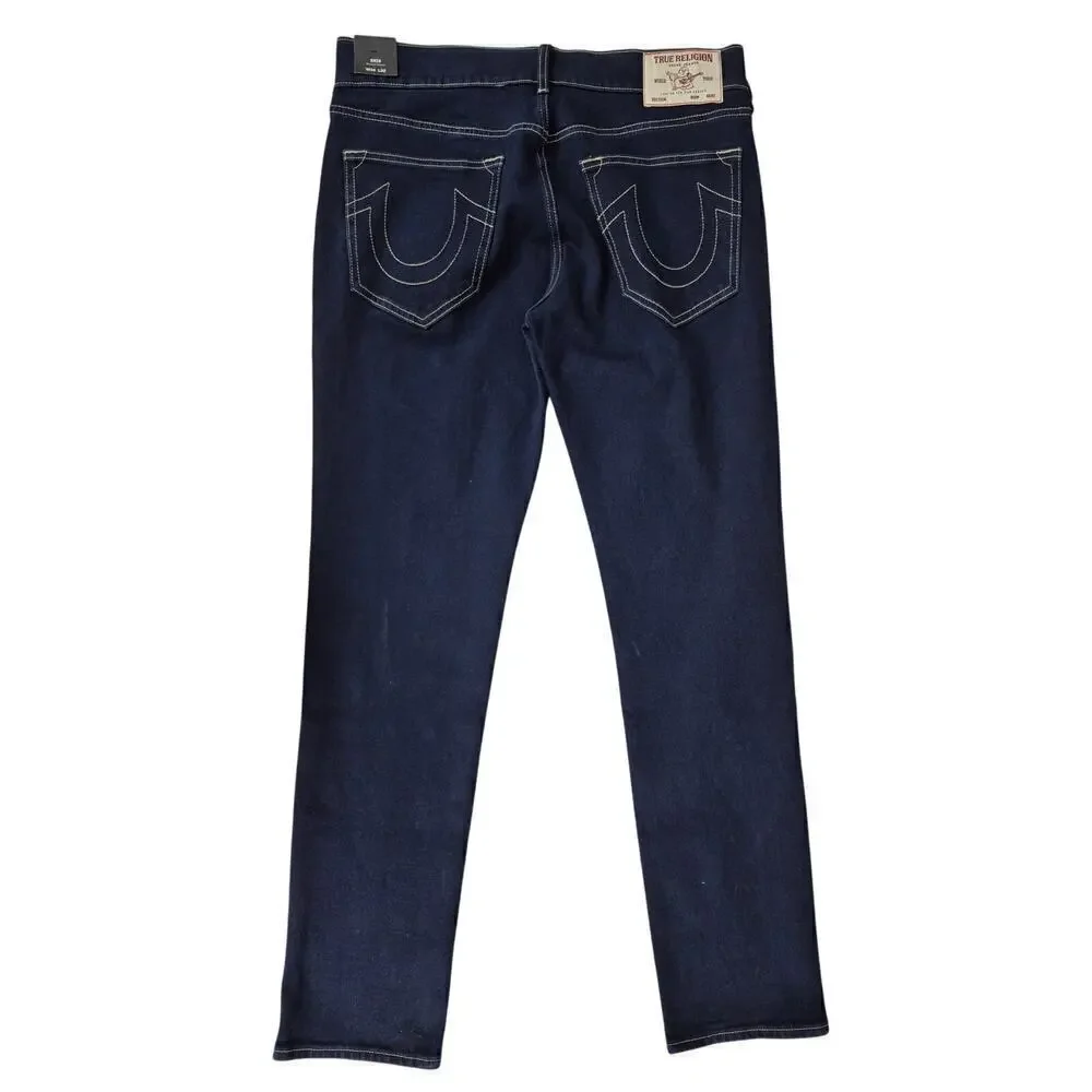 NWT True Religion Rocco Relaxed Skinny Dark Blue Jeans Sz W34 x L32